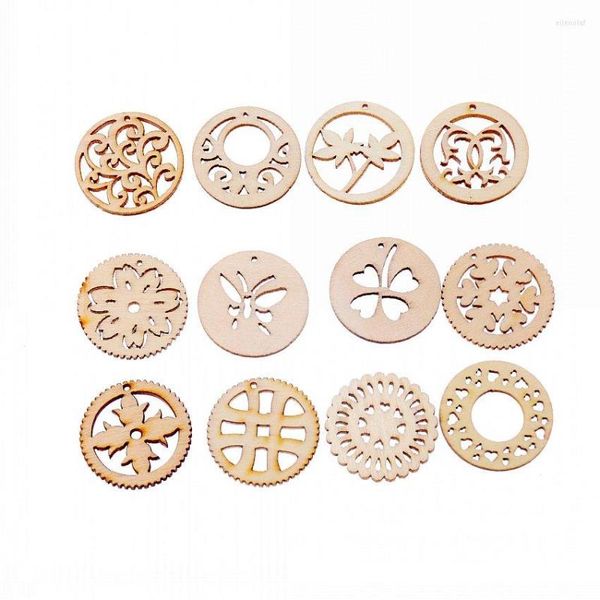 Collane con ciondolo Qualità 50Pcs Flatback Fiore Legno Decorazione artigianale Promozioni Abbellimenti Scrapbooking Stili misti Pendenti 30mm