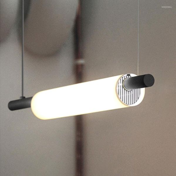 Lampadari LED Strip Lamp Nordic Modern Minimalista Tavolo da pranzo Bar Creative One Line Office Front Desk Restaurant Pendant