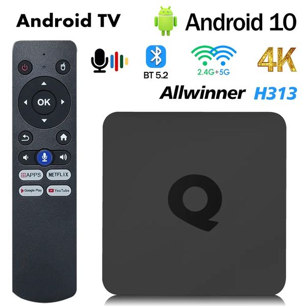 Оригинальный IATV Q1 Smart TV Box AllWinner H313 Androidtv 2G/8G 2G16G 4K BT 2.4G/5G WiFi HDR YouTube Netflix TV Prefix против Q5 X96