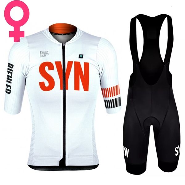 Conjuntos de camisa de ciclismo Summer SYN Team Conjunto de ciclismo para mulheres Biehler SYNDICATE Camisa de manga curta e shorts Pro Race Bicycle Clothing 230616
