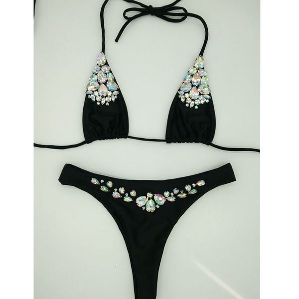 Kadın Mayo Elmas Bikini Set Stil Seksi Kadın Mayo Mayo Takım Bling Stones Beachwear Crystal Bikini 230616