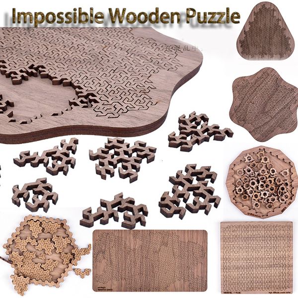 Puzzle 3D Impossibile Puzzle in legno IQ per adulti Jig Saw Rompicapo Difficoltà a dieci livelli Tangram Giochi da tavolo 230616