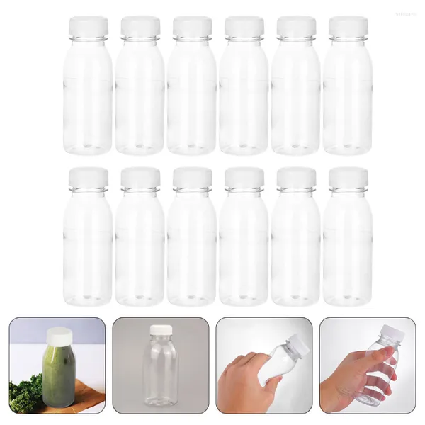 Tigelas 12 Pcs Garrafa De Bebida Plástico Embalagem De Suco De Vidro Beber Areia Recipiente De Embalagem A Geladeira De Viagem Pet