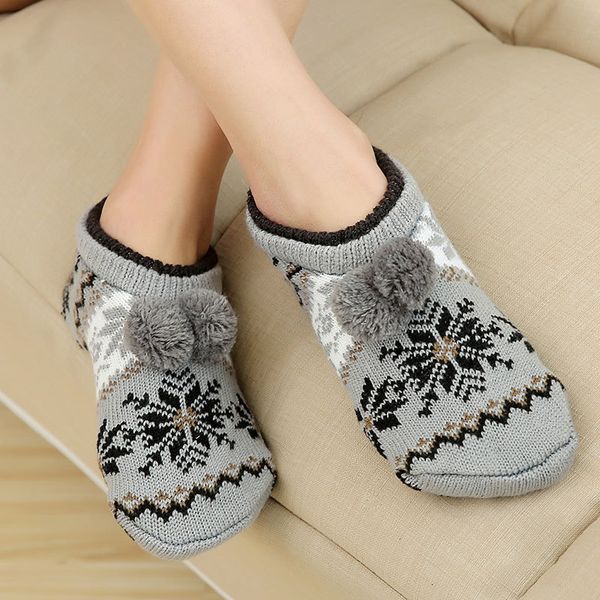 Socken Strumpfwaren Frauen Thermal Home Socke Bequemer Boden Winter Warmer Schlaf Weicher weiblicher Plüsch Rutschfester Griff Silikon Kurze Slipper Socke Haus Fuzzy 230616