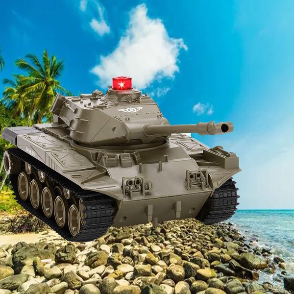 Carro elétrico RC tanque modelo Q85 2.4G controle remoto programável tanque de esteira efeitos sonoros tanque militar 130 brinquedo de carro RC para meninos 230616