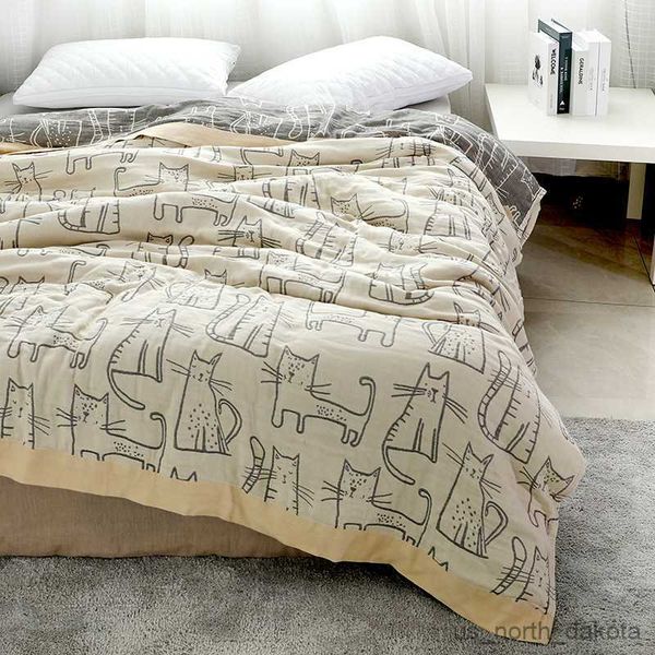 Decken Sommer Baumwolle Gaze Katze Doppel Decke Für Hause Bett Sofa Frottee Bettdecke Quilts Tagesdecken Auf Dem Bett R230617