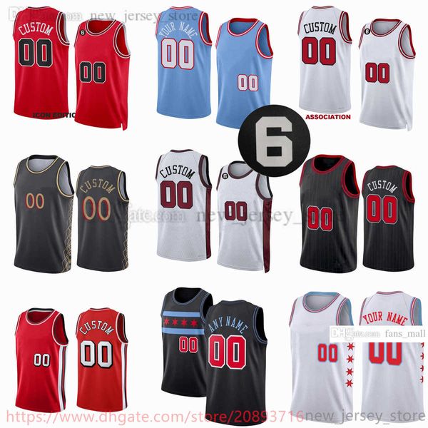 Personalizado 2022-23 Novas camisas de basquete impressas 2 Lonzo 8 Zach Ball Lavine 25 Dalen Terry 3 Andre 11 Demar Drummond Derozan 14 Malcolm Hill 5