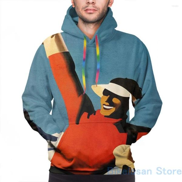 Herren-Kapuzenpullover, Herren-Sweatshirt für Damen, lustig, fröhliches Skifahren – Vintage-Stil, Art-Deco-Posterdruck, lässiger Kapuzenpullover, Streatwear