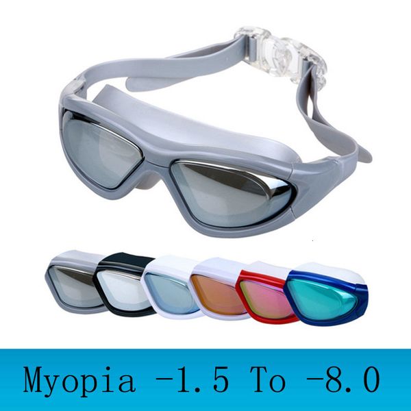 Goggles Myopia Plaging Goggles крупные рамки Профессиональные бокалы для плавания против туманной арены диоптер плавающие очки натацион водяные стаканы 230617
