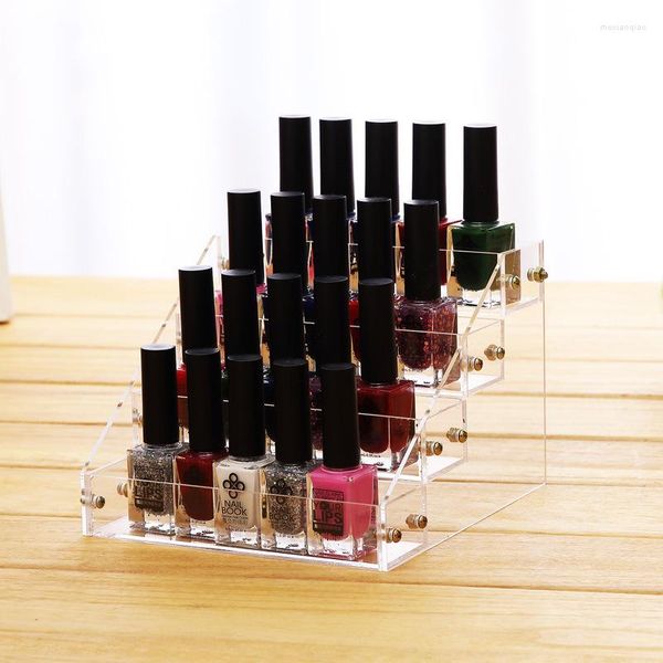 Haken 3/4 Schichten Optionales Rack Acryl Klar Nagellack Display Kosmetik Lack Organizer Ständer Halter Maniküre Werkzeug Aufbewahrungsbox