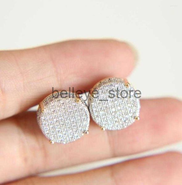 Серьги-гвоздики Fashion Girl Big XL Disco Dots Micro Pave Цирконий Золотого цвета 14 мм Серьги с винтом сзади для женщин и мужчин J230617