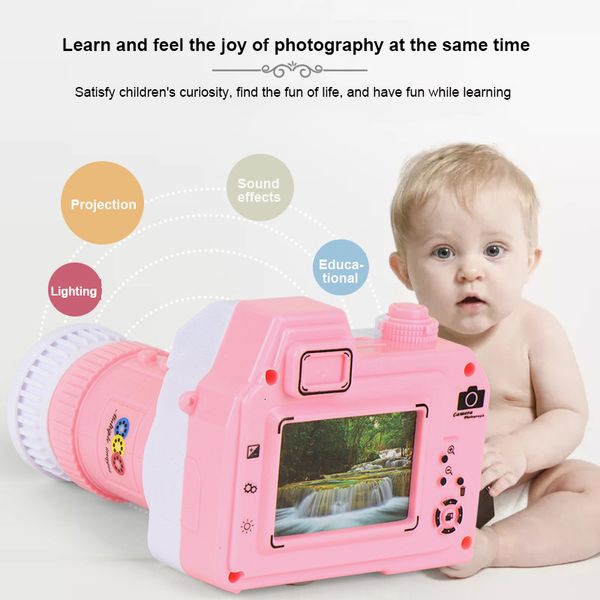 Toy Cameras Simulation Camera Light Projection with LED Sound Kids Educational Gift Children Projector Bedtime Learning Fun Toys 230616