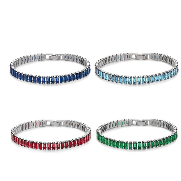 Bracciale rosso con catene da tennis di diamanti Bracciale da donna Hip-Hop Tide Zircone quadrato Bracciale da 2,5 * 5 mm Braccialetti da tennis Per gioielli con bracciale con diamanti sciolti