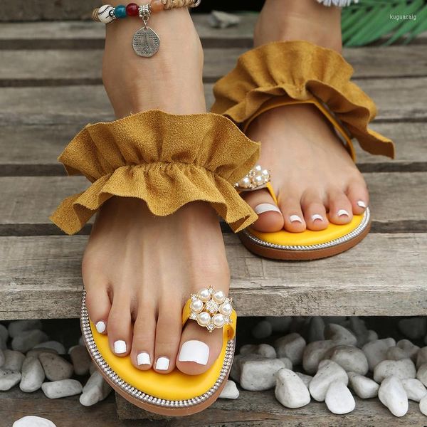 Sandali 2023 Pantofole da donna Scarpe Infradito piatte String Bead Summer Fashion Zeppe Donna Slides Lady Casual Mujer