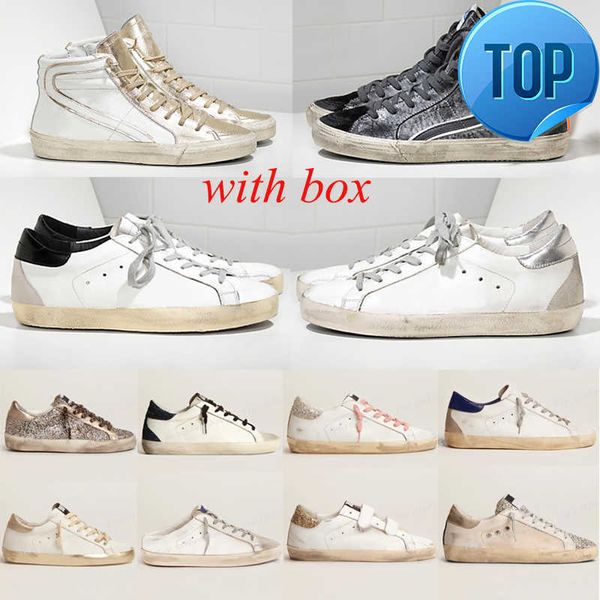 Novos sapatos casuais Clientes Super Gooseity Star Itália Marca Tênis Super popular Star luxo Dirtys Sequin Branco Do-old Dirty Designer Tênis Com Caixa