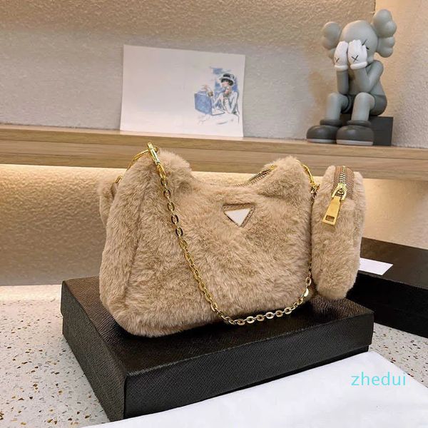 Дизайнер 3 в 1 классическая роскошная сумка женская дизайнерская сумка роскошная цепная цепь кросс кумочки мода волосатая дизайнерская сумочка сумки для плеча кошелек