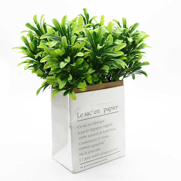 Fiori secchi Piante artificiali Economici Foglia verde Navidad Plastica Waterweed Matrimonio Fiore decorativo per la decorazione domestica Vaso di fiori ornamentale