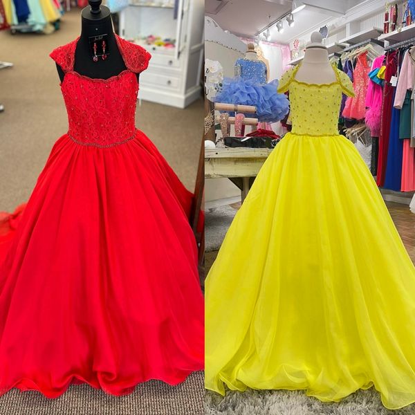 Langes Chiffon-Mädchen-Festzugskleid 2024 mit Flügelärmeln, Ballkleid, Zitronenspitze, formelles Partykleid für den Geburtstag eines kleinen Kindes, Kleinkind, Teenager, Preteen, kleine junge Junior-Miss