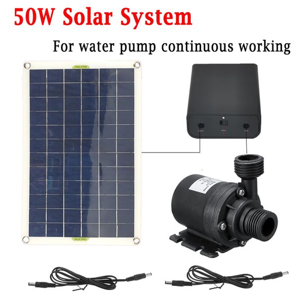 Accessori per pompe ad aria 50W Sistema solare 800L/H Pompa acqua senza spazzole 12V Energia solare Accumulo Acquario Pompa serbatoio Funzionamento continuo Risparmio energetico ROHS 230617