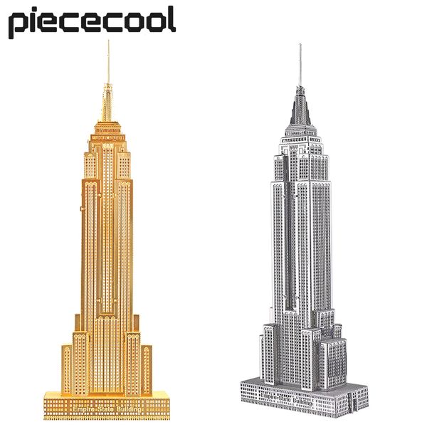 Quebra-cabeças 3D Piececool Metal Puzzle Empire State Building Kits Assembly Model Kit para adolescentes Brinquedo DIY Jigsaw 230616