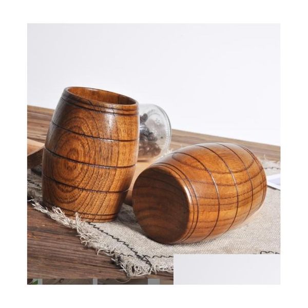 Bicchieri da vino Botte creativa Tazze di legno Forma Birra naturale Tè Tazza di latte Intagliato Cucina domestica Bar Pub Bicchieri Regalo Drop Delivery Ga Dhodc