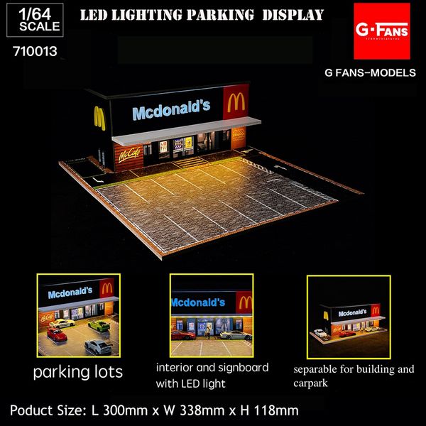 3D-Puzzles Diorama 1 64 Modellauto Fast Food Parkplatz LED-Beleuchtung Fahrzeugausstellungskollektion 230616