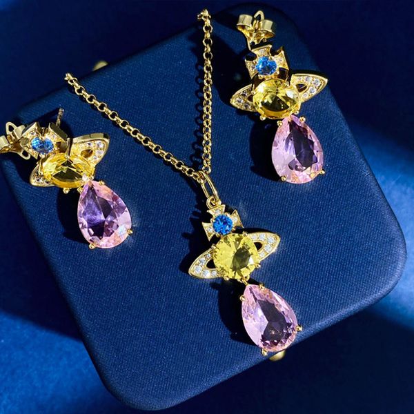 Colar de luxo com joias Donia, pinos de moda europeus e americanos, brincos de design criativo de titânio micro-incrustado de zircônio da Planet.