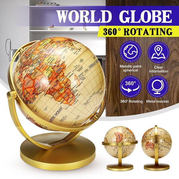 Objetos decorativos Estatuetas Retro World Globe Decoration Terrestre Globe World Map Globe Modern Home Decor Geography Education Office Desk Accessories 230616