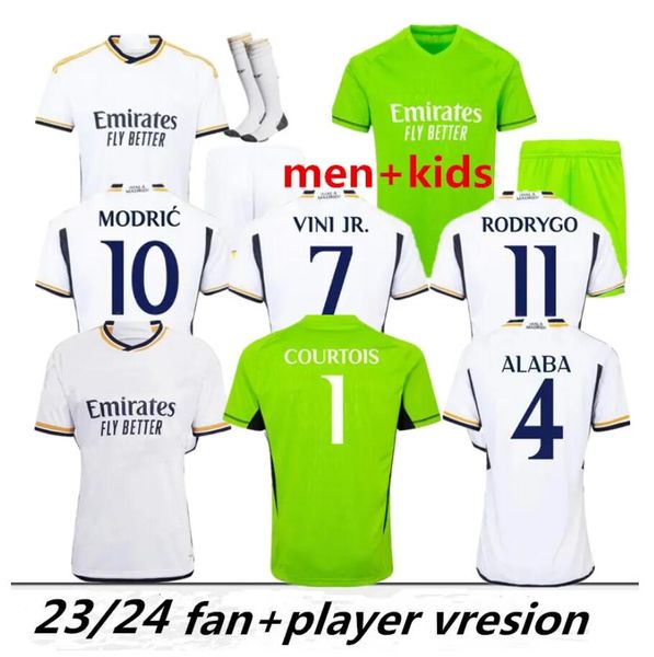 BELLINGHAM RODRGO 23/24 Benzema camisa de futebol camisa de futebol VINI JR CAMAVINGA ALABA MODRIC VALVERDE camiseta infantil COURTOIS versão goleiro