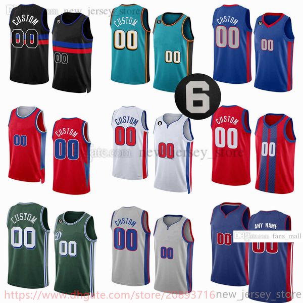 Novas camisas de basquete impressas personalizadas 2022-23 2 Cade Cunningham 23 Jaden Ivey 18 Cory Joseph 12 Isaiah Livers 27 Buddy Boeheim 17 Rodney McGruder 8 Braxton Key 6 patch