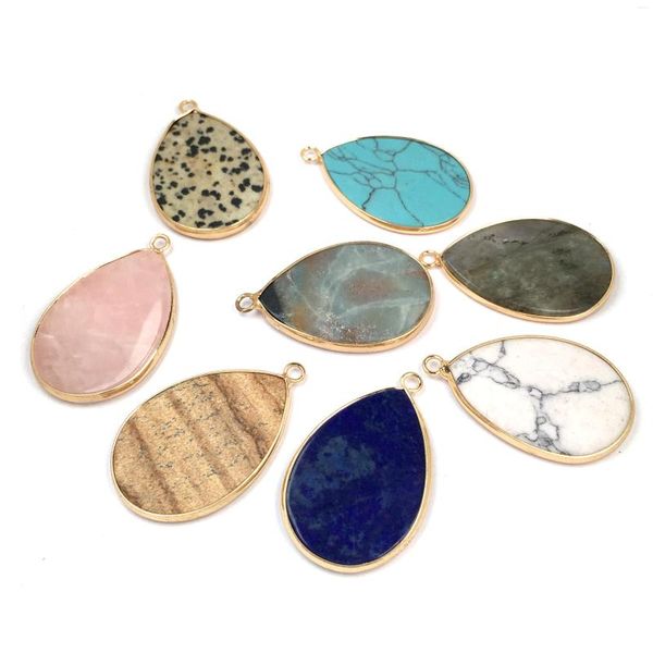 Подвесные ожерелья натуральные драгоценные каменные чары капля Lapis Lazuli Crystal для женщин Ювелирные изделия.
