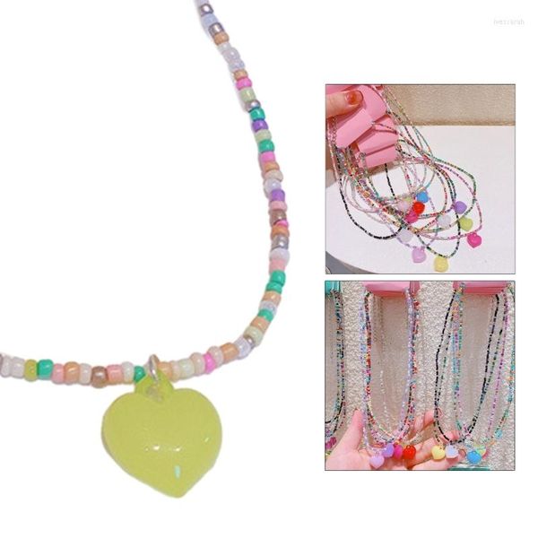 Подвесные ожерелья летнее сладкое ожерелье из бисера Сердце Чарм Кокер