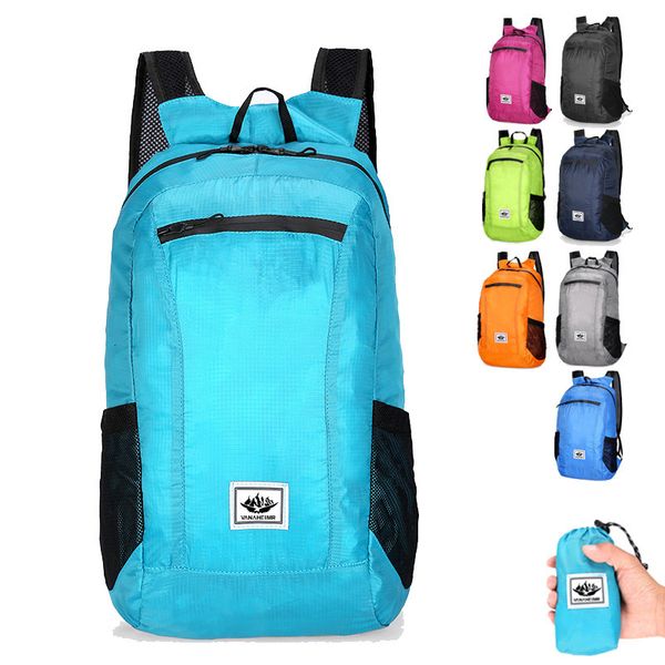 Sacos ao ar livre 20L leve portátil dobrável mochila à prova d'água dobrável pacote ultraleve para mulheres homens viagens caminhadas 230617