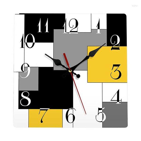 Relógios de parede 1 PCS Silencioso sem tique-taque Abstrato Geométrico Minimalista Decoração Xadrez (12 Polegadas)