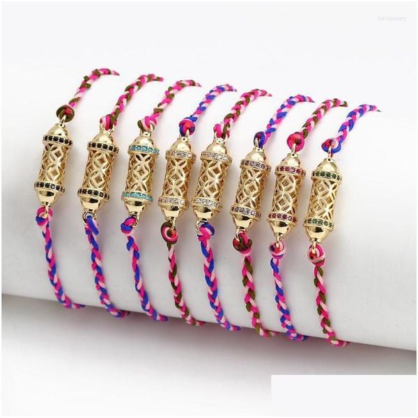 Цепная ссылка Card Card Copper Bead Bracelet For Women Girls Fashion Pattern Charm Boho Регулируемая плетена