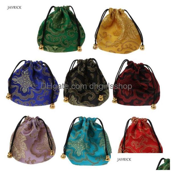 Mücevher torbaları çantalar 1 adet yüksek kaliteli geleneksel ipek seyahat torbası klasik nakış ambalaj çantası organizatör el çantaları ipuçları damla d dh7mv