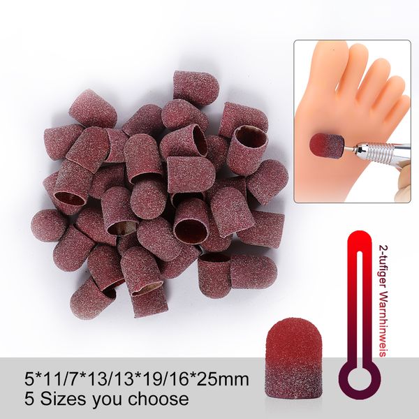 Nail Art Equipment 20 Stück #80 5 Größen Temperaturwechsel Schleifbandkappen mit Dorn Nagelbohrer Fräser Polieren Pediküre Zubehör 230616