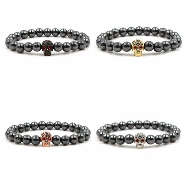 Nuova moda in rilievo 10pc/set all'ingrosso di perle di migliore qualità con braccialetto rame skl nero per uomo drop drop gioielleria braccialetti dhiim dhiim