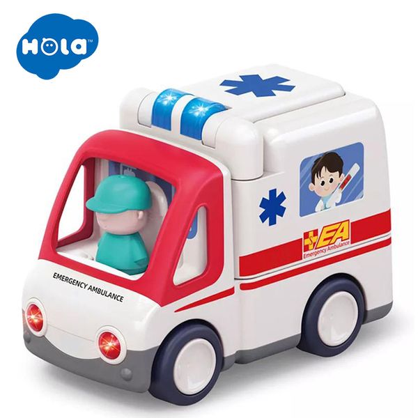 Modelo fundido HOLA City Ambulância Som e Carro Leve Brinquedos para Crianças Presentes para Meninos 230617