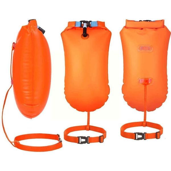 Gonfiabili Tubi galleggianti Gonfiabile Boa da nuoto aperta Galleggiante da traino Borsa asciutta Doppio airbag con cintura per il nuoto Borsa di sicurezza per lo stoccaggio di sport acquatici R9N2 230616