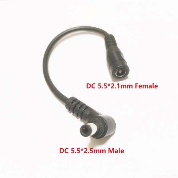 20 AWG 90 Grad abgewinkelter DC 5,5 x 2,5 mm Stecker auf DC 5,5 x 2,1 mm Buchse, Stromverlängerungskabel/Kabel/kostenloser DHL/300 Stück