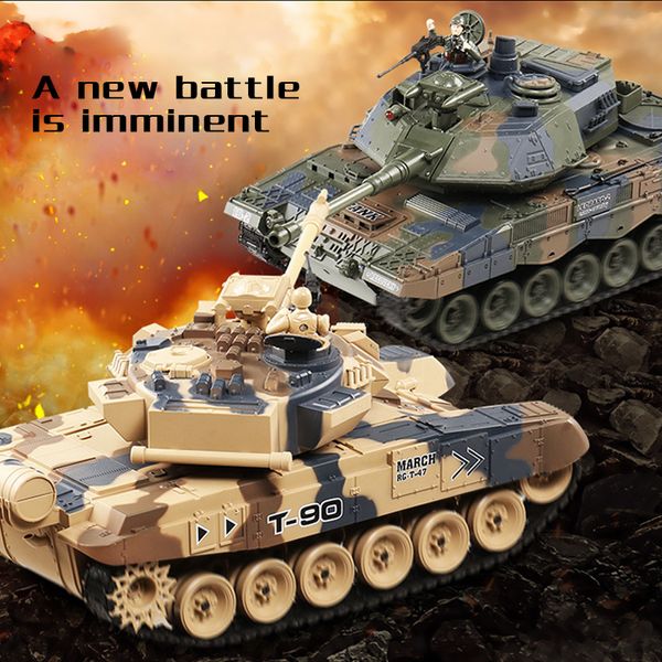 Andere Spielzeuge RC Panzer schießen Kugel Rauchen Infrarot-Fernbedienung Spielzeug Tiger Militärmodell vibrierender Rückstoß mit Sound LED Junge Geschenk 230616