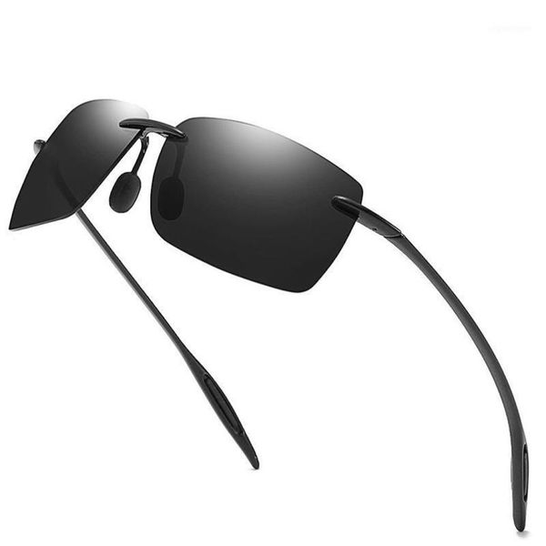 Óculos de sol quadrado inquebrável polarizado masculino sem aro TR90 leve 2021 óculos de sol para dirigir masculino marca design tons UV400198999255n