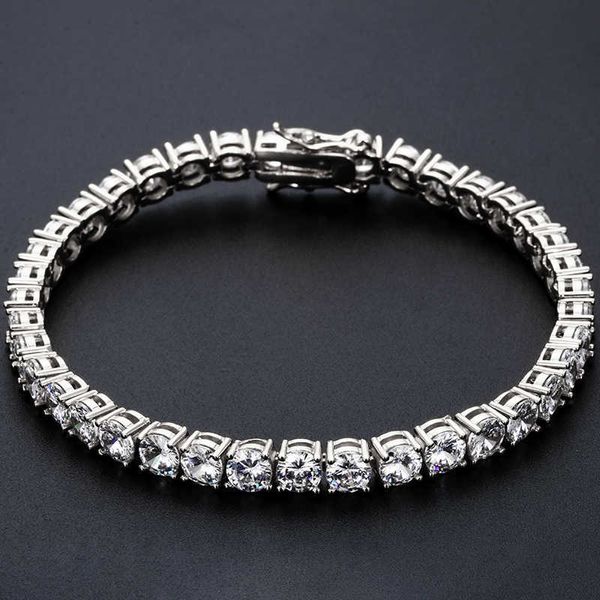 Dropshipping preço de fábrica joias da moda 5 mm latão banhado a ouro zircão cz diamante pulseira de tênis para homens mulheres