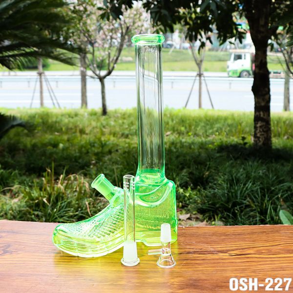 11,8 Zoll hohes Rauchglasbecher-Wasserbong-Schuhform mit Downstem-Schüssel Glasbong-Wasserpfeife für Shisha-Rauchbong