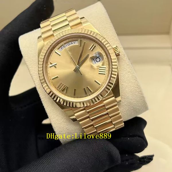 Orologio da uomo 40mm oro 18 carati oro rosa 3235 movimento automatico cinturino da uomo orologi anello esterno modello fossa triangolare 228238