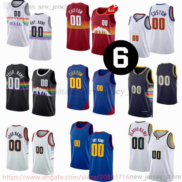 Camisa Jokic de basquete impressa nova personalizada 27 Jamal Murray 1 Michael Porter Jr. 50 Aaron Gordon Christian Braun Peyton Watson Jeff Green Jerseys 6 patch