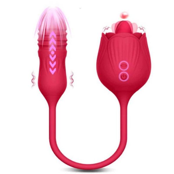 Massaggiatore giocattolo del sesso Vibratore giocattolo rosa per donne Stimolatore ventosa clitoride Leccata lingua Spinta Sextoy Forniture per adulti femminili Erotico