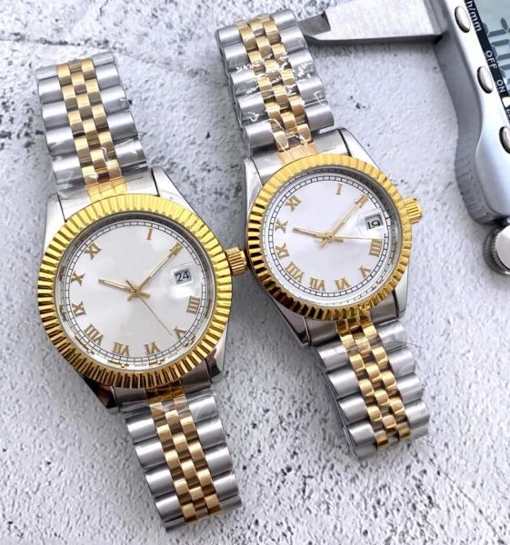 Mens Day Date Womens Quarz Paar automatische mechanische Uhr alle Edelstahluhren Batterie Super leuchtende Saphir-Armbanduhr Montre es