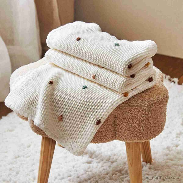 Cobertor de bebê nórdico de tricô infantil meninos meninas envoltório para carrinho de bebê sofá 100*70 cm lance infantil R230617